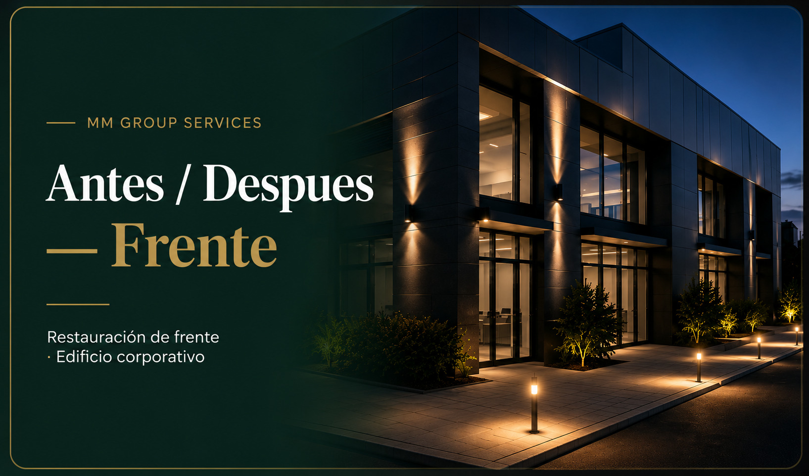 Restauración de frente en edificio corporativo